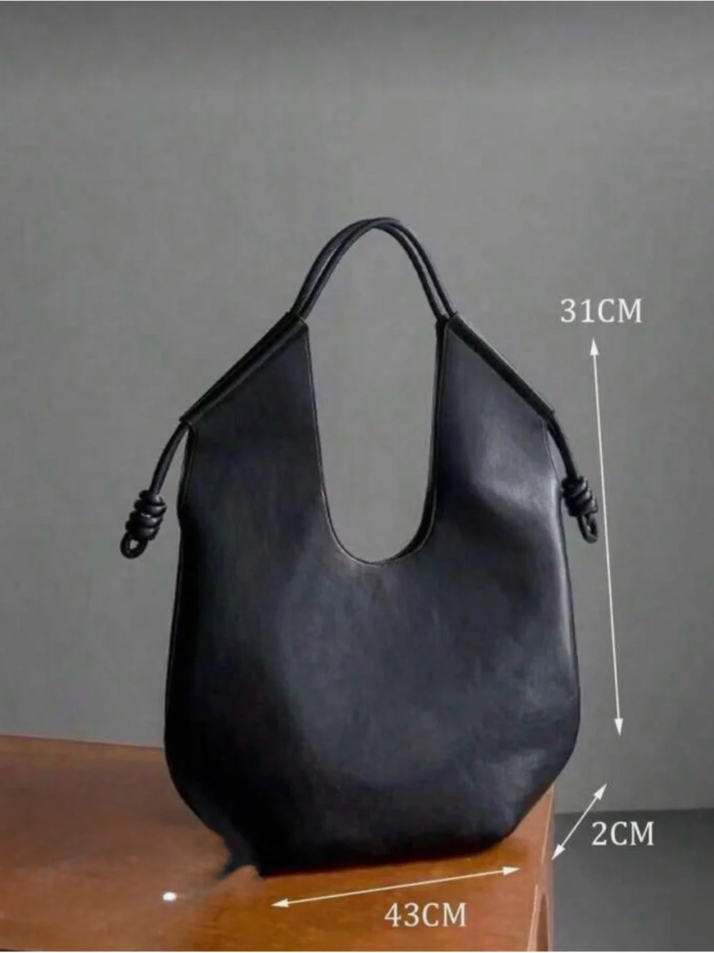Classic Black Leather Tote Bag for Women